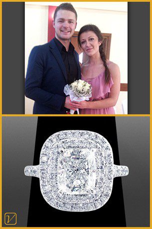 Double Halo Cushion Cut Engagement Ring - Dragan & Elizabeta - Vanessa Nicole Jewels
