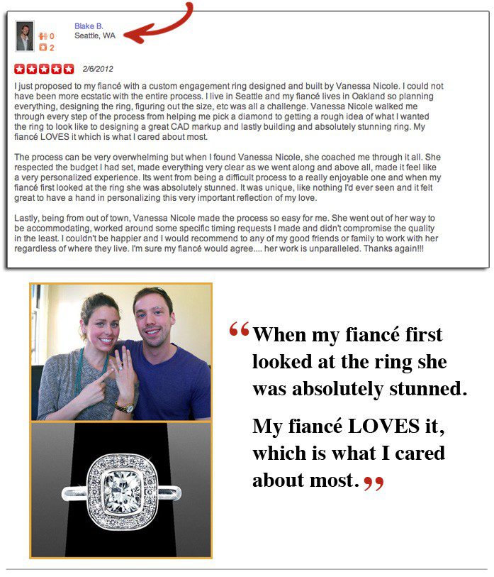 Blake's Yelp Review - Vanessa Nicole Jewels - Engagement Rings