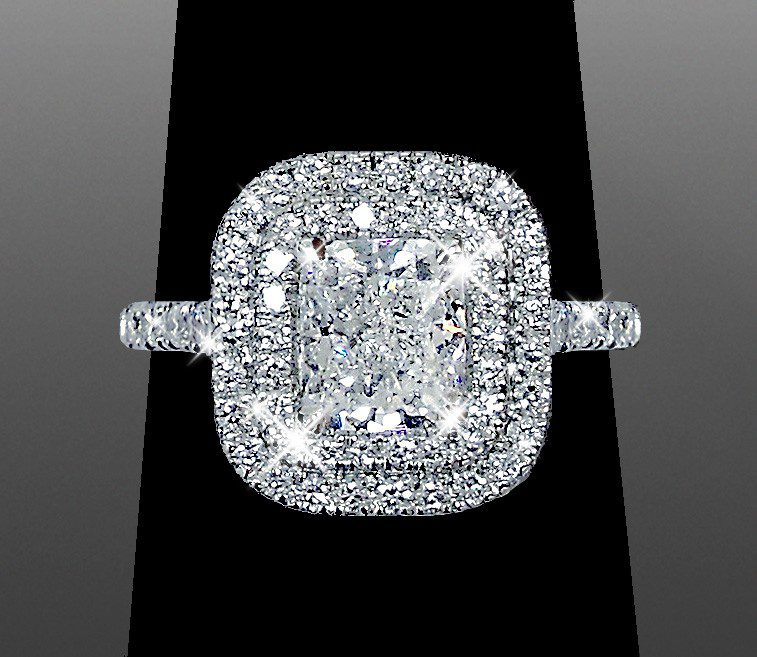 Custom Engagement Rings - Vanessa Nicole Jewels double halo cushion cut engagement ring