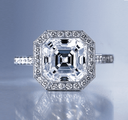 Asscher Cut | Diamond Rings Settings Asscher Cut | Top of Ring Laying Down | Diamond Rings Settings