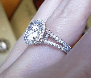 Lovely Diamond Ring Band Closeup On Finger