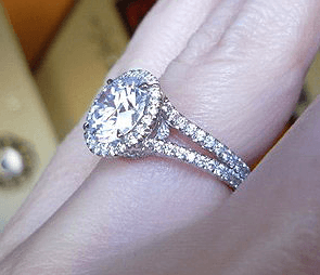Lovely Diamond Ring Band! Lovely Diamond Ring Band Closeup On Finger