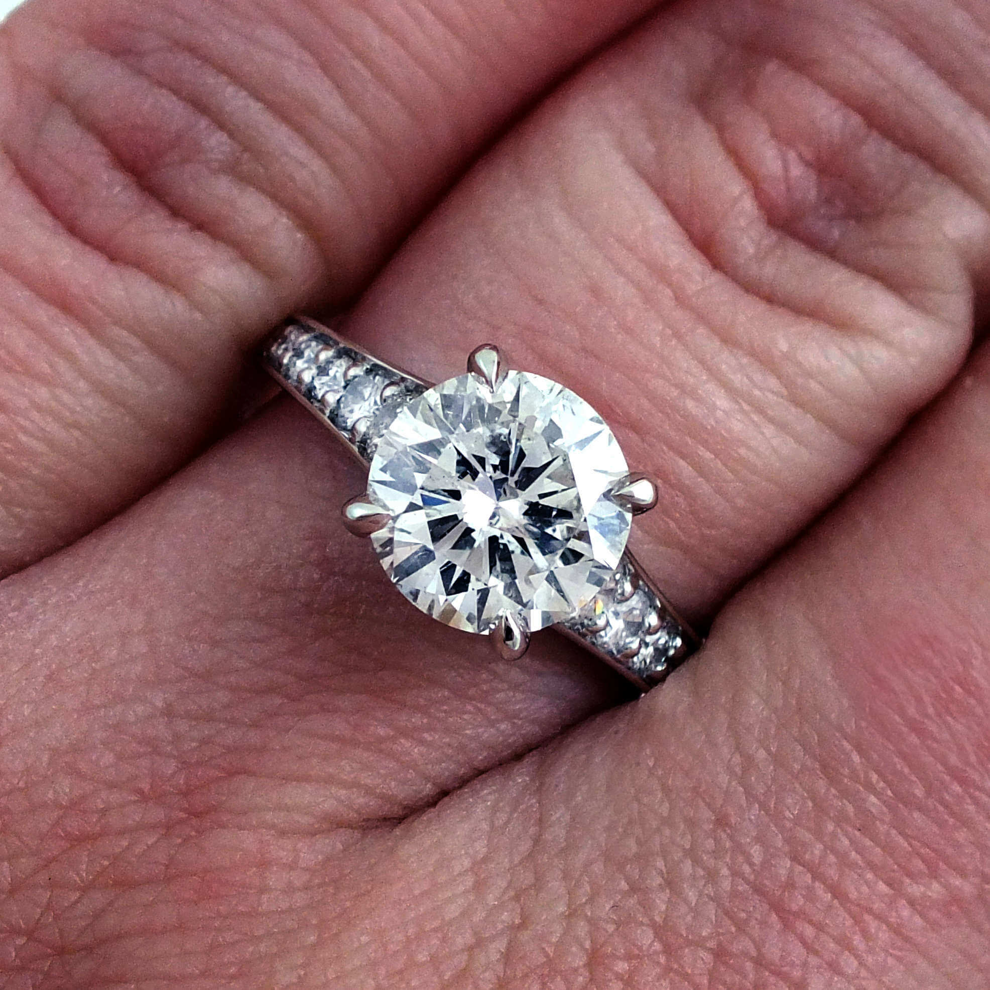 Diamond on engagement ring