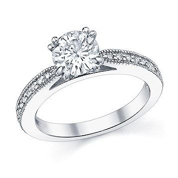 platinum engagement ring with milgrain setting platinum engagement ring with milgrain setting
