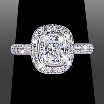 double row halo cushion cut diamond ring Asscher Cut Diamond Ring Selection for Lael