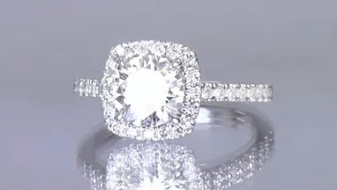 round diamond cushion halo ring