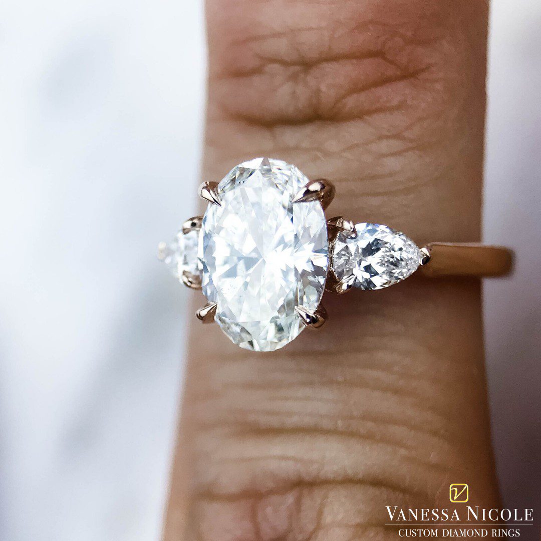 Oval Cut Diamond Three Stone Ring - Vanessa Nicole