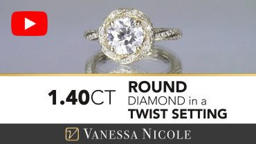 Round Diamond in Flower Twist Engagement Ring 3