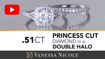 Princess Cut Double Halo Engagement Ring & Wedding Ring