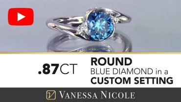 Round Cut With Blue Diamond Twist Ring for Jana