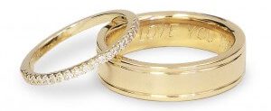 yellow gold band with engraving inside