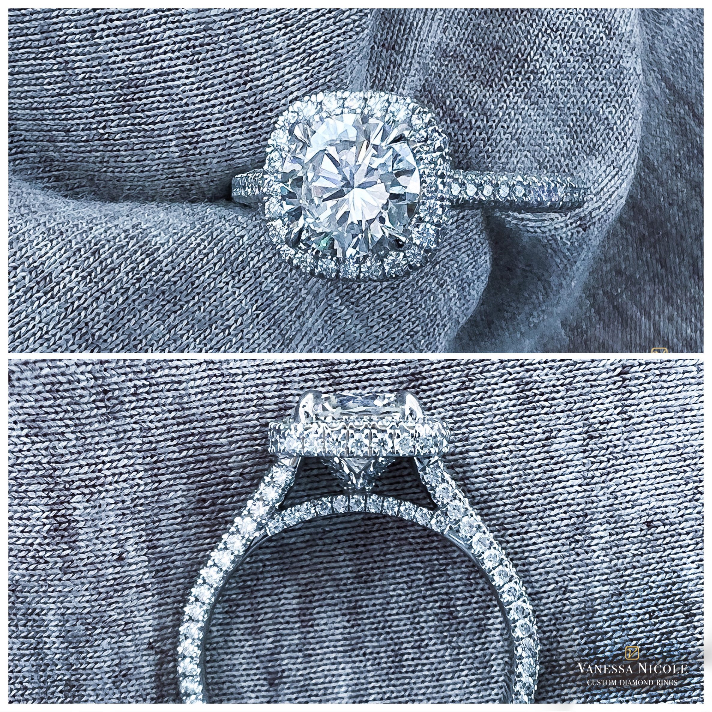 Round Diamond Cushion Halo Ring | Double-Edge Halo Round Diamond Cushion Halo Ring | Double-Edge Halo