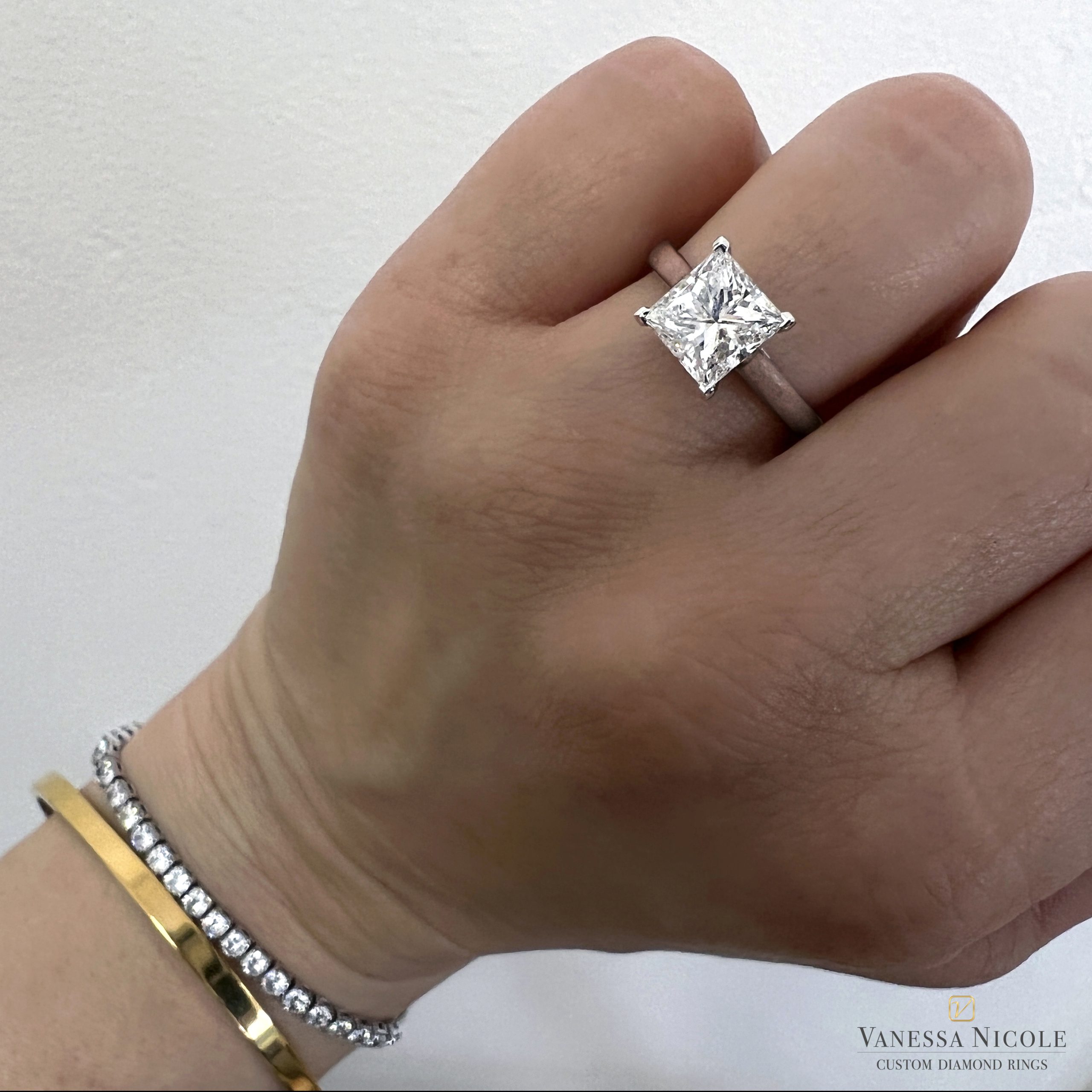 Princess Cut Solitaire Princess Cut Diamond Ring - Vanessa Nicole Jewels