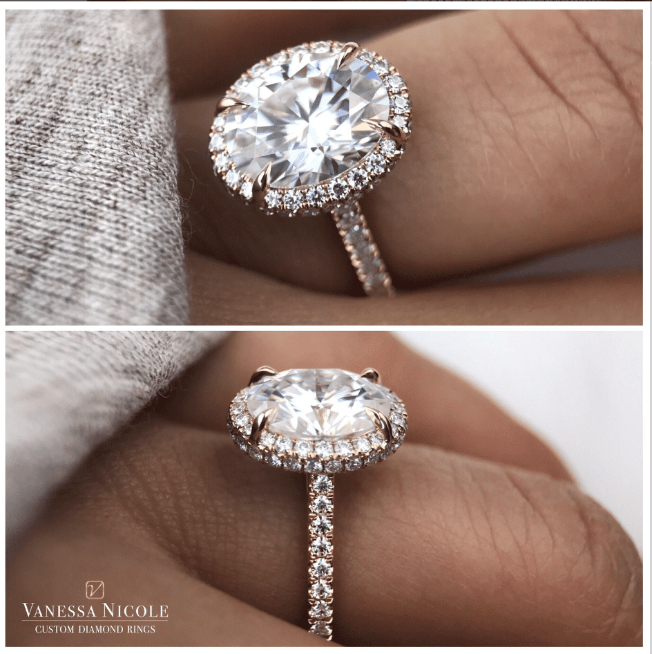 double edge halo ring with round brilliant diamond