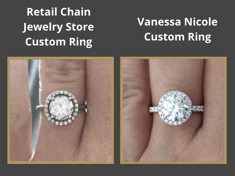 retail chain jewelry store custom ring vs vanessa nicole jewels custom ring